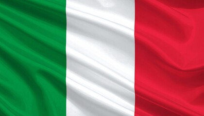 Obraz premium Italian flag with green, white, and red vertical stripes waving on white background.