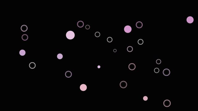 A captivating array of circles in varying sizes and shades of purple, creating a mesmerizing and abstract composition against a stark black backdrop