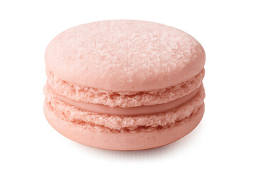 Pink macaron cookie, a sweet french pastry dessert, isolated on transparent background, offering confectionery delight