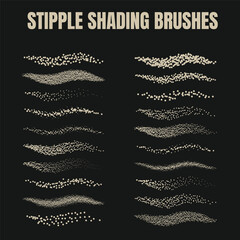 Illustrator Stipple Brushes. Variety of dot sizes and distribution for creating textured shadows and visual interest