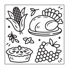 Thanksgiving icon sets with Thanksgiving elements.