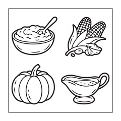 Thanksgiving icon sets with Thanksgiving elements.