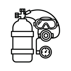 Diving equipment line art isolated on for summer vacation