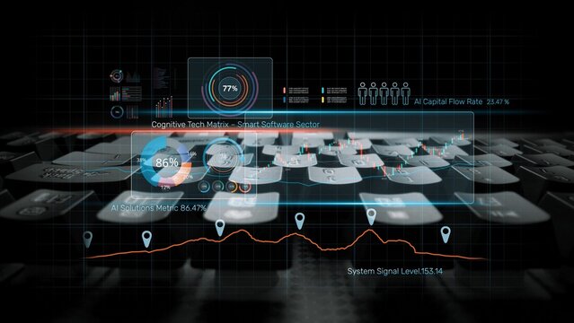 High-tech data visualization dashboard for analytics and performance tracking, including data visualization, trend, data report, and data chart. Marrow