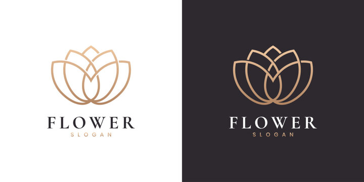 Golden gradient flower logo template design