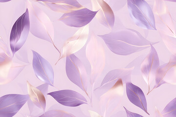 Seamless Purple Leaf Pattern With Delicate Gold Accents