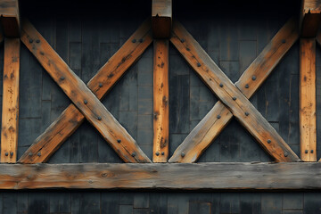 Rustic Wooden Half Timbered Wall Detail With X Cross Beams