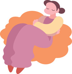 ゆったり暖まる女の子のイラスト warm girl