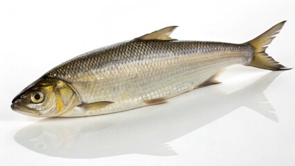 Obraz premium Photorealistic studio portrait of a fresh Ocean Whitefish (Caulolatilus princeps) isolated on a clean white background.