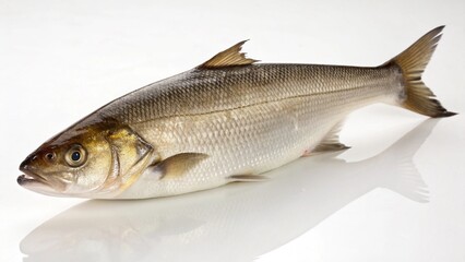 Fototapeta premium Photorealistic studio portrait of a fresh Ocean Whitefish (Caulolatilus princeps) isolated on a clean white background.