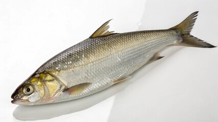 Fototapeta premium Photorealistic studio portrait of a fresh Ocean Whitefish (Caulolatilus princeps) isolated on a clean white background.