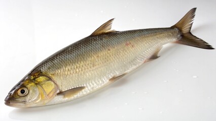 Photorealistic studio portrait of a fresh Ocean Whitefish (Caulolatilus princeps) isolated on a clean white background.