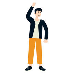 Person Celebrating New Year. Vector Cartoon Character