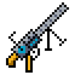 Machine gun with pixel art style