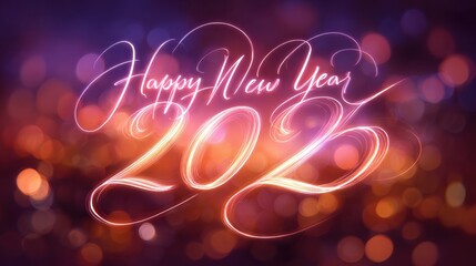 sunset style happy new year 2026 background with elegant script and vibrant colors