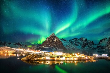 Aurora borealis. Lofoten islands, Norway. Aurora - 1