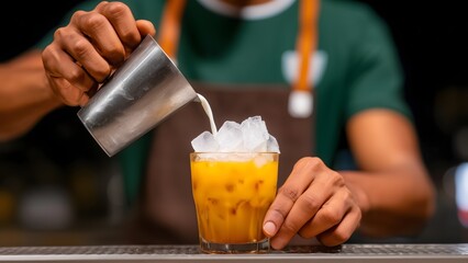 Thai Iced Milk Tea (Ceylon Base) Drink Photography