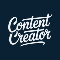 Content Creator written in a joining script style with a bold and stylish stroke in clean vector format, designed as a modern decorative typography logo ideal for branding, social media creators