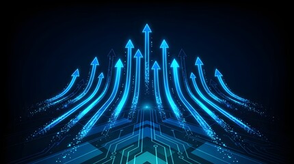 Digital Technology Growth Arrows Abstract Progress Concept with vector illustration