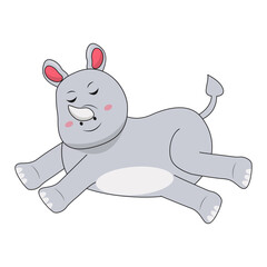 Baby Rhino Cartoon Character. Isolated on White Background