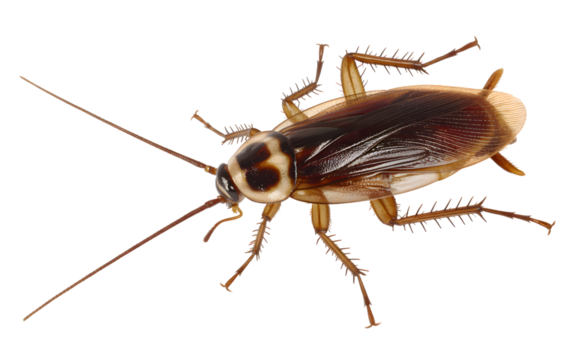 Brown cockroach insect isolated on transparent background