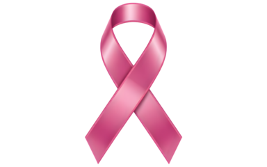 Pink breast cancer awareness ribbon isolated on transparent background