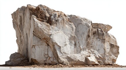 A large rock isolated on white background for compositing use in digital art projects