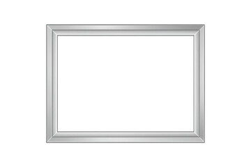 Elegant silver rectangular frame mockup with transparent background for artwork or design presentation