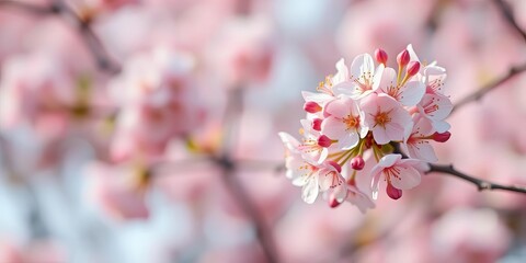 Fototapeta premium Soft-focus spring blossoms, bokeh effect, pastel colors, delicate, spring flowers