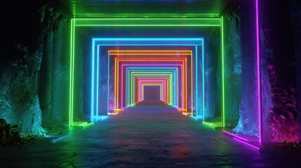 vibrant neon 2026 tunnel creating a futuristic digital landscape for celebrations