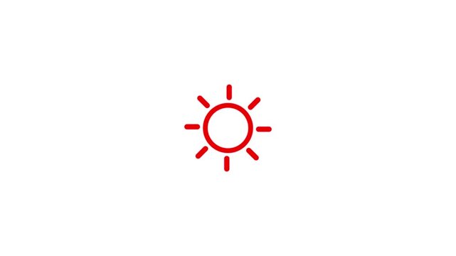 Animation of the sun icon, one line. Video animation of the sun icon with rays on a white background. 4k