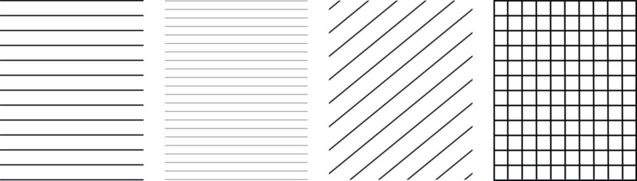 Black Line patterns set. Minimal linear stripe texture