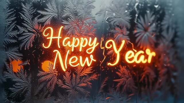 Fireflies swirling and dancing to shape warm glowing &ldquo;HAPPY NEW YEAR,&rdquo;