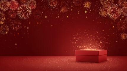 diwali banner background design of realistic red gift box 3d render fireworks and fire cracker horizontal diwali poster headers for website