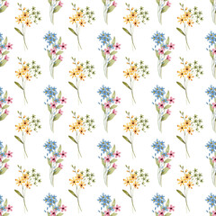 Seamless pattern, flower background with watercolor bouquets. Repeat fabric wallpaper print texture. Perfectly for backdrop, wrapped paper.