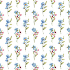 Seamless pattern, flower background with watercolor bouquets. Repeat fabric wallpaper print texture. Perfectly for backdrop, wrapped paper.