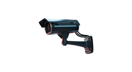 Security camera surveillance system mounted on bracket isolated on transparent background