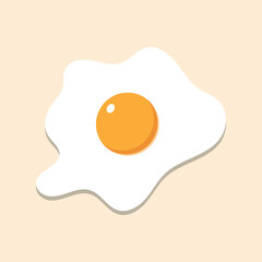 Fried egg flat icon. Egg Omelet vector illustration on isolated transparent background. Fried egg sticker symbols concept of healthy food.