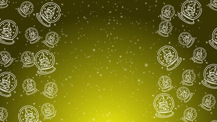 Doodle Snow Globe Outline Seamless Pattern With Particles Adorning a Bright Yellow Repeating Background. - Powered by Adobe