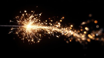 handheld gold sparkler 2026 longexposure bokeh on black  new year banner