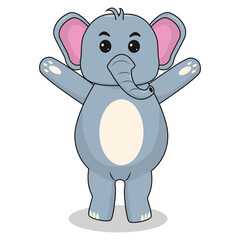 Baby Elephant Cartoon Character. Isolated on White Background