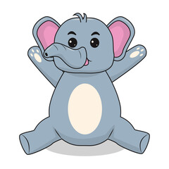 Baby Elephant Cartoon Character. Isolated on White Background