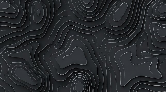 Abstract Topographic Contour Lines Dark Gray Surface with White Dots and Shadows