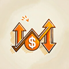 Financial growth is represented through arrows and dollar sign, symbolizing accounting, business, and finance trends
