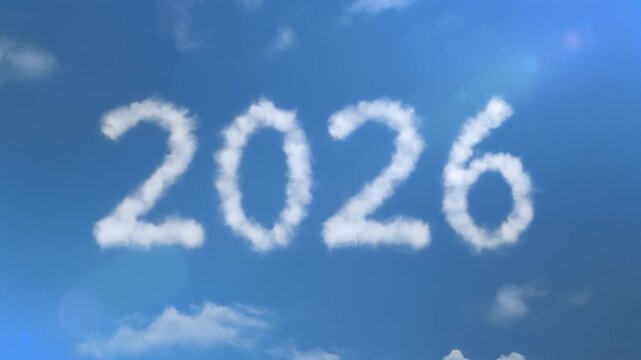 Fog and volumetric lighting revealing &lsquo;2026&rsquo;