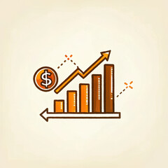 Investment in stock market shows growth through rising graph with dollar signs symbolizing financial success and progress