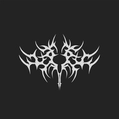 Neo tribal abstract with Y2K cyber-gothic aesthetic. Vector illustration.