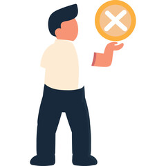 Man Holding a Red Cross Symbol Isolated on White Background