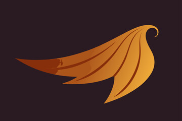 Abstract elegant golden flowing feather wing element graphic art