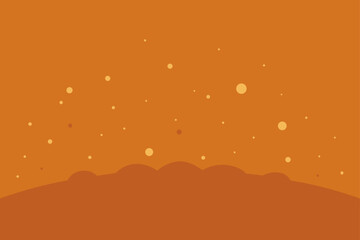 Abstract orange background with floating bubbles and wavy base